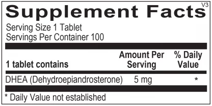 DHEA 5mg (100 tabs) Replaces DHEA 10mg - Image 2